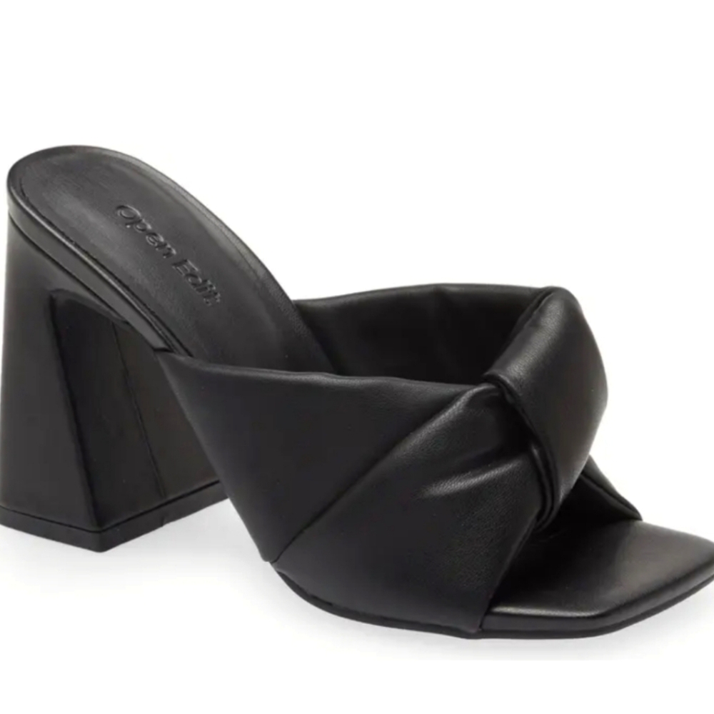 OPEN EDIT Black Vegan Leather Heels Size 5.5, New